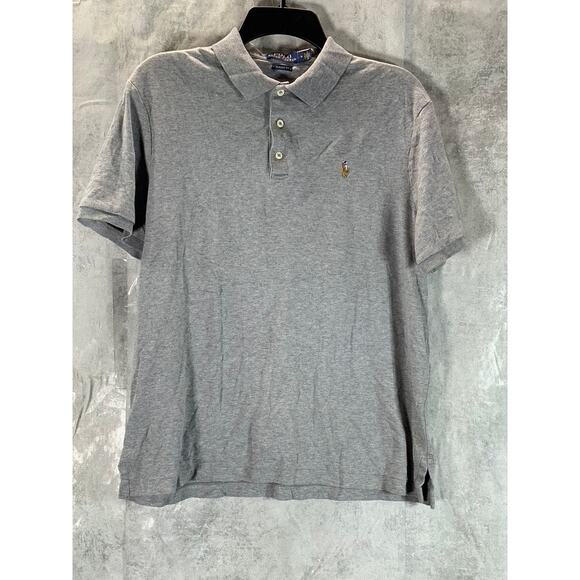 POLO RALPH LAUREN Men's Grey Heather Classic-Fit Soft Cotton Polo Shirt SZ M - Picture 1 of 7